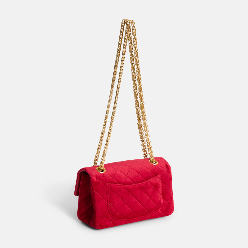 Superfleamarket-Kristine Froset- shoulder bag-Chanel-classic-flap-velvet-red-gold-vintage